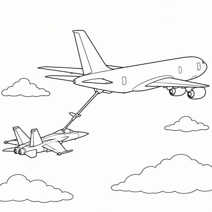 Two aircraft joined by a boom make a puzzle to color.