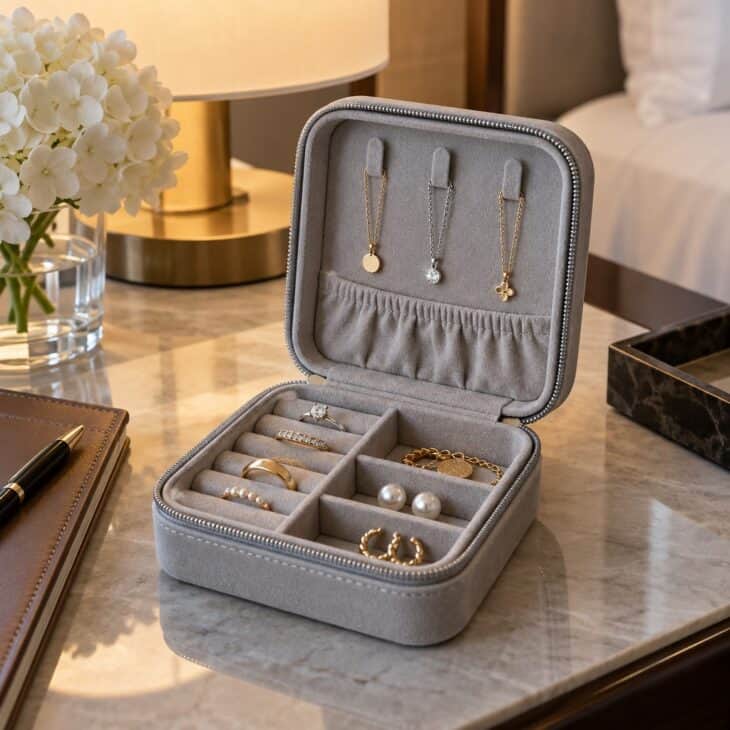A travel case keeps the pieces from tangling.