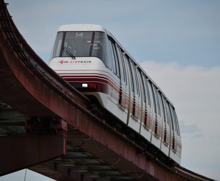AirTrain Newark monorail approaching Terminal A