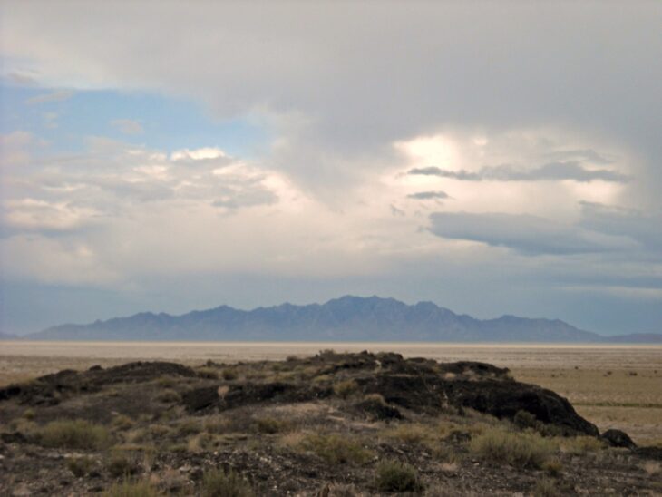 Desert flats and mountains on the Dugway Proving Ground range in Utah