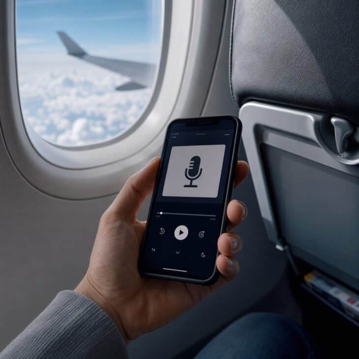 Serialized audio makes a long flight feel short.