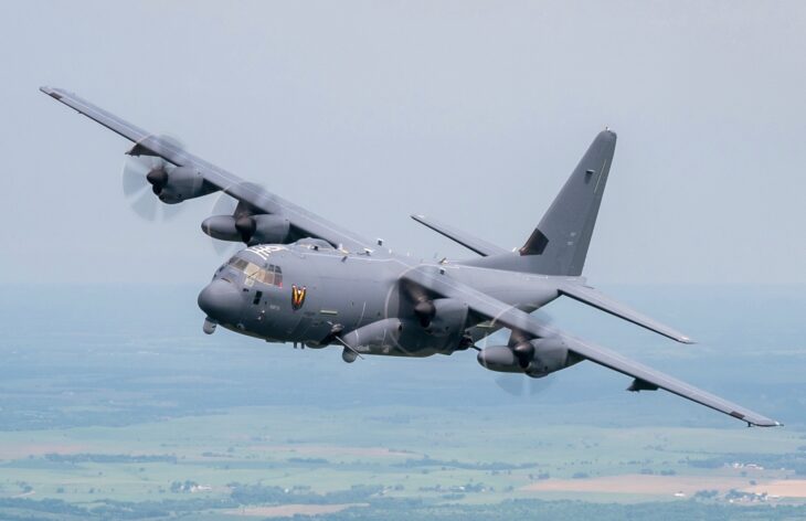 AC-130J Ghostrider banking in flight over Florida