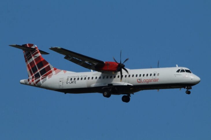 Loganair ATR 72-600 G-LMTE in tartan livery on approach