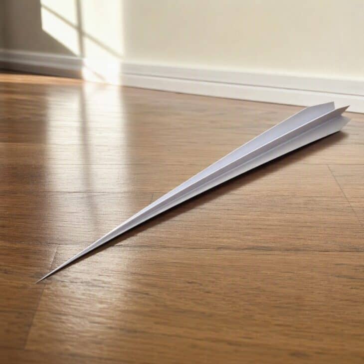 Three sets of folds leave a thin body with almost no wing.