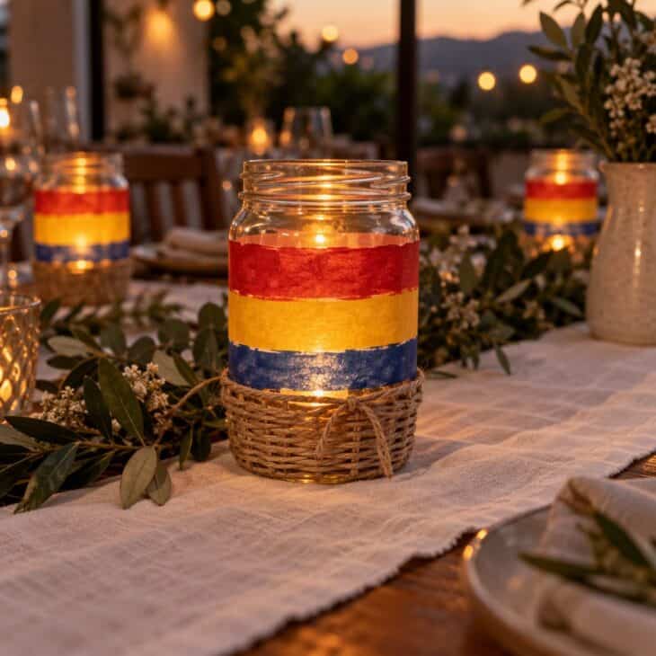 A glowing jar turns a simple table into a small night sky.