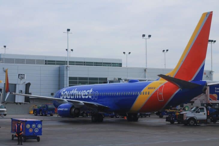 Southwest Airlines Boeing 737-800 parked at a Chicago Midway gate