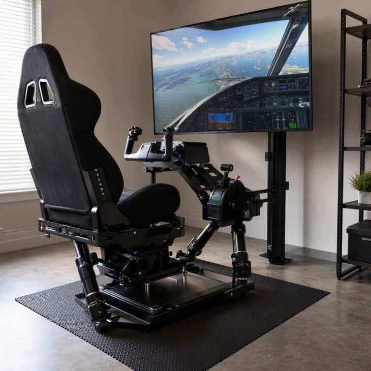 A motion platform adds pitch and roll to match what you see on the screen.