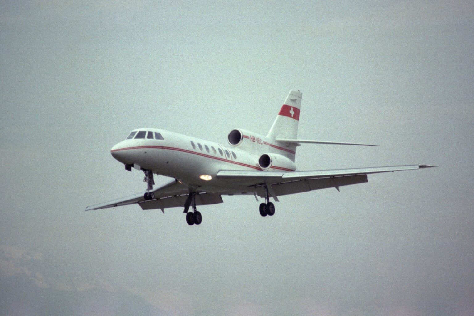 Swiss Air Force Dassault Falcon 50 HB-IEC on approach to land at the Sion air show