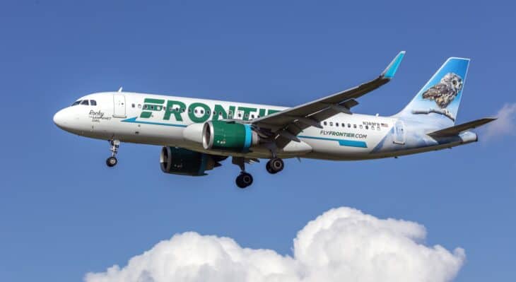 Frontier Airlines Airbus A320neo N389FR on approach to Baltimore/Washington