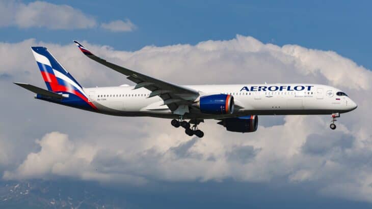 Aeroflot Airbus A350-900 RA-73156 on approach with clouds behind