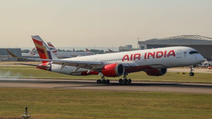 Air India Airbus A350-900 VT-JRB landing at London Heathrow