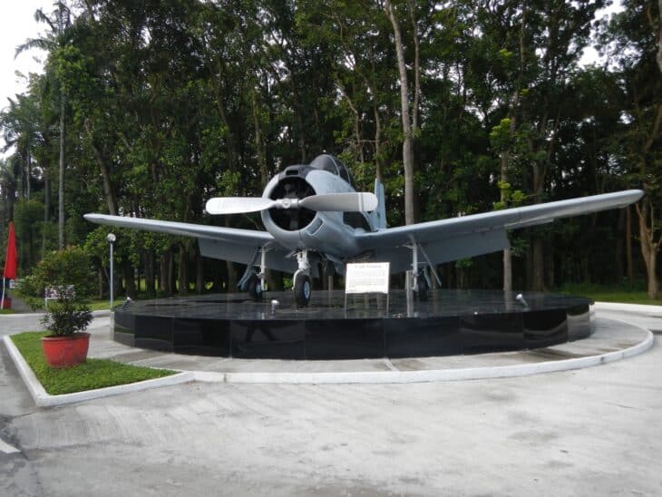 T-28 Trojan mounted on a monument at the entrance area of Fernando Air Base in Lipa