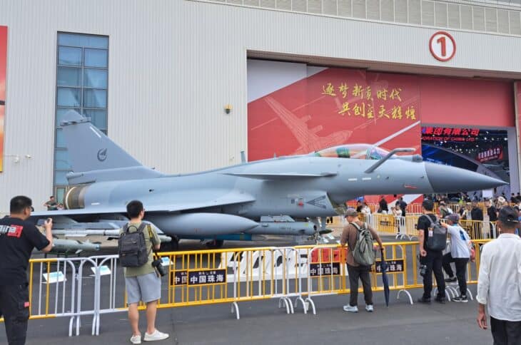 Pakistan Air Force J-10CE fighter on display at the Zhuhai airshow in 2024