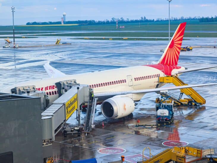 Air India Boeing 787-8 at a gate at Vienna International Airport