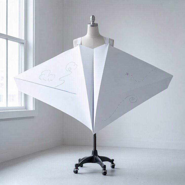 Visible fold lines and a sharp crease are what make it look like paper.