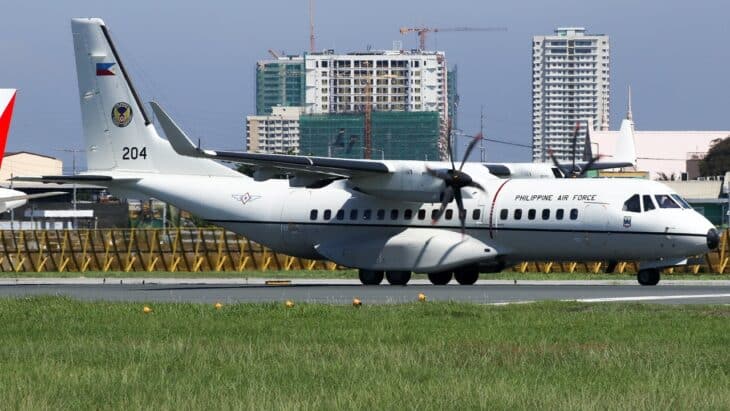 Philippine Air Force Airbus C-295W number 204 on the runway