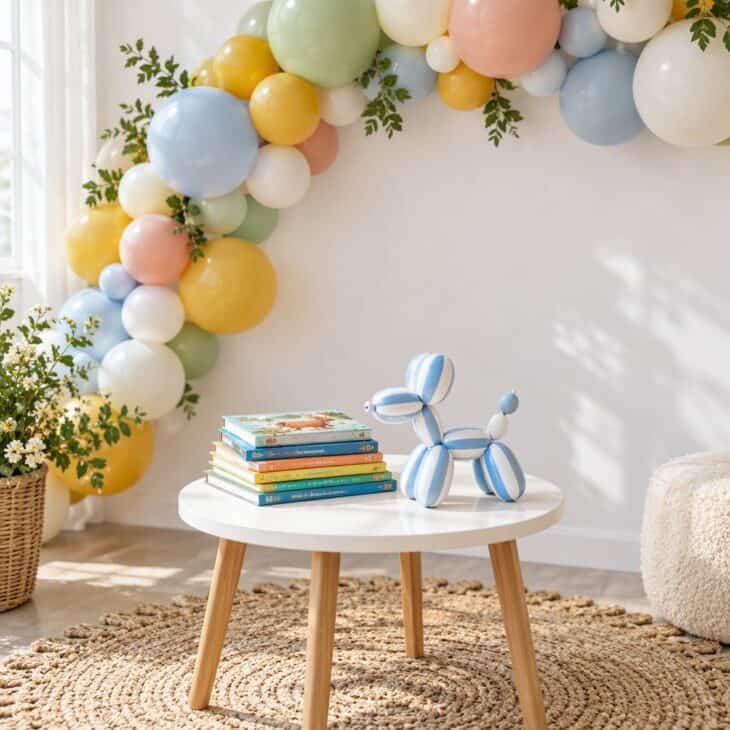 A small backdrop turns a table into a photo spot.