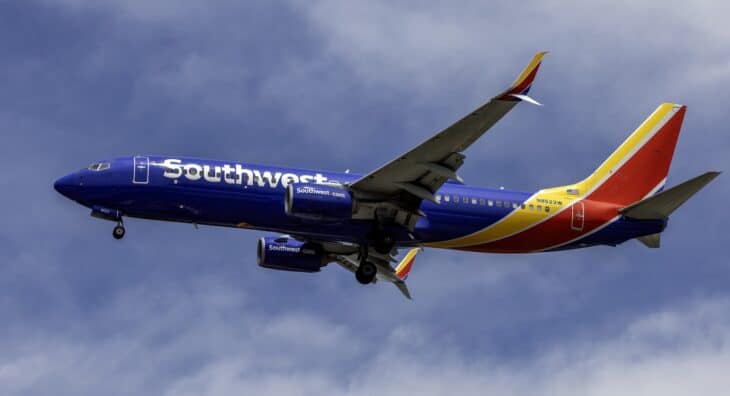 Southwest Airlines Boeing 737-800 in blue livery on approach