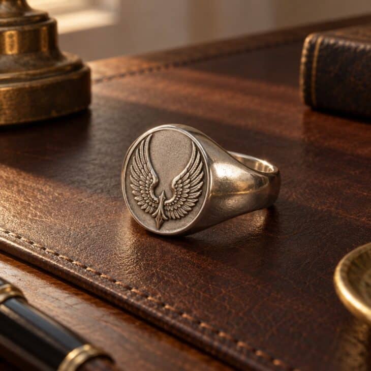A signet-style wings ring is a classic graduation gift.