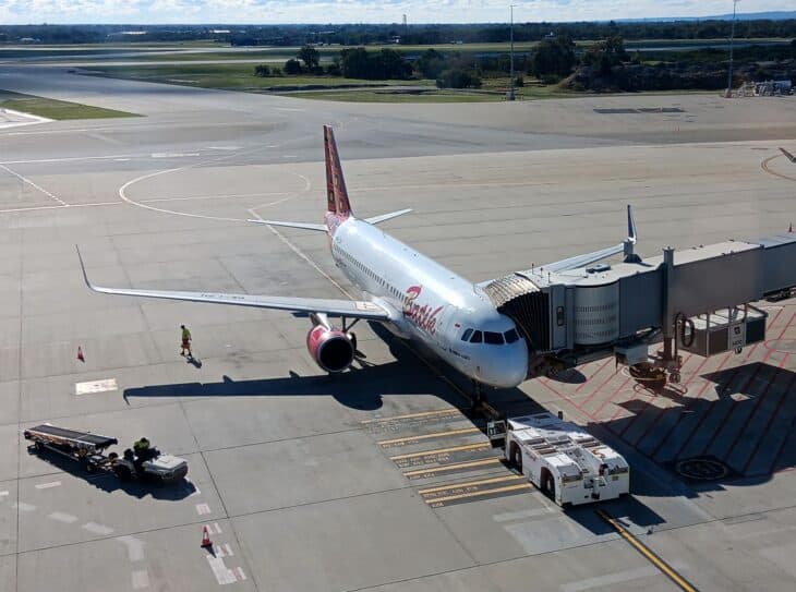 Batik Air Airbus A320 PK-LZH parked at a gate at Perth Airport