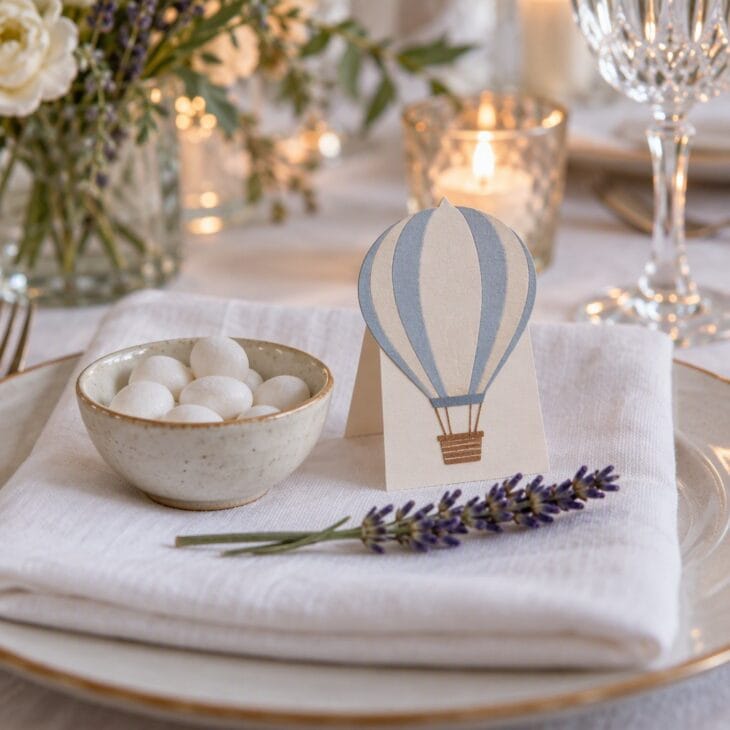 Each guest gets a balloon with their name on it.