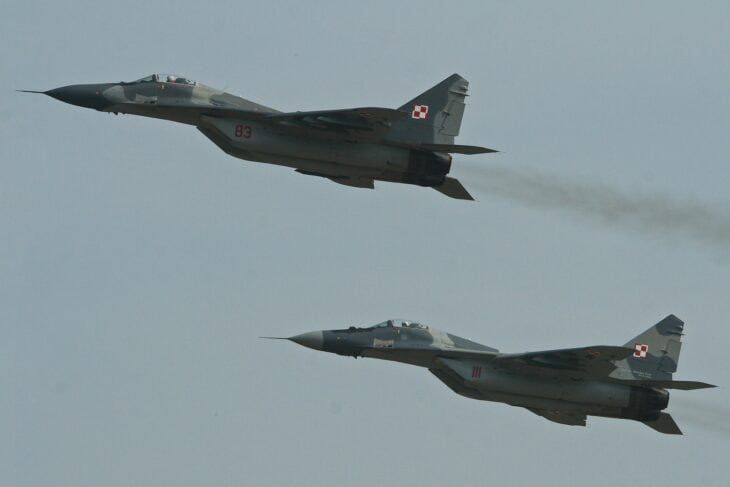 Two Polish Air Force MiG-29A Fulcrums flying in formation