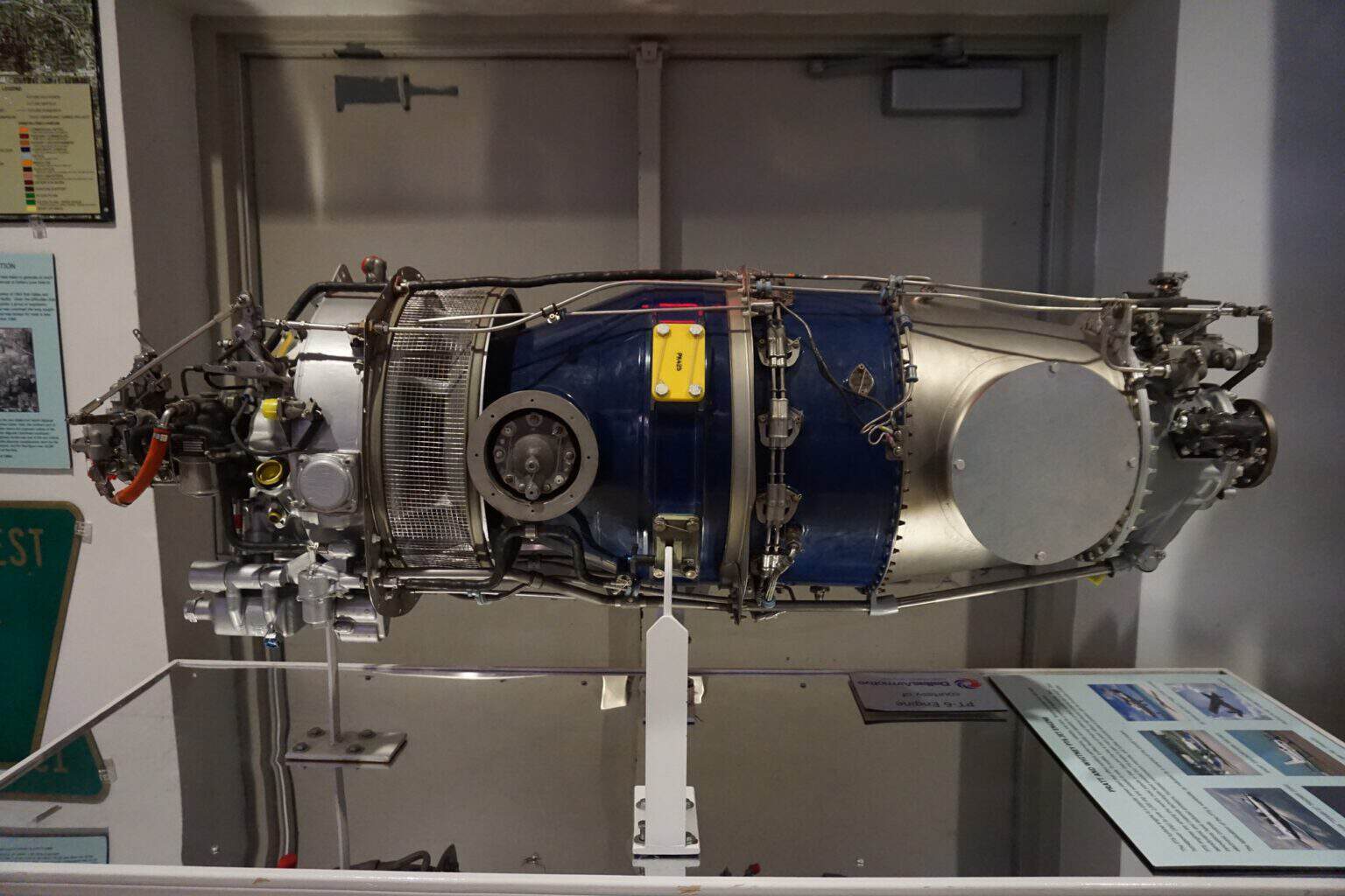 Pratt & Whitney Canada PT6 turboprop engine on display at the Frontiers of Flight Museum in Dallas