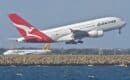 Qantas Airbus A380 VH-OQJ taking off at Sydney