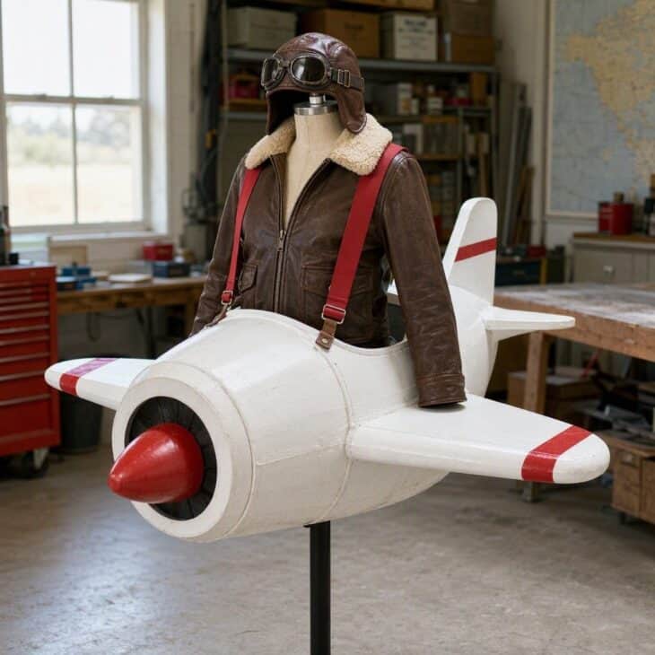 Suspenders make it look as if the pilot is flying the plane around the waist.