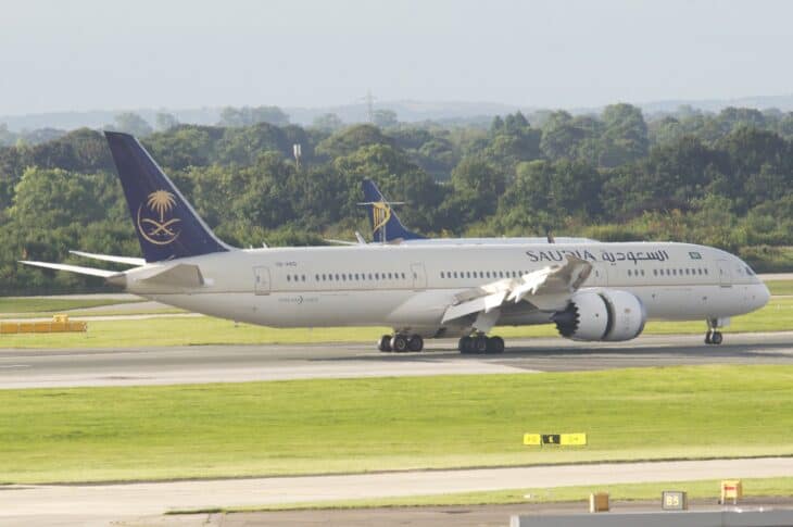 Saudia Boeing 787-9 Dreamliner HZ-ARD taxiing at Manchester