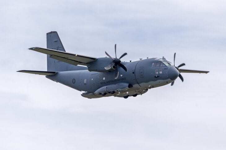 RAAF C-27J Spartan A34-001 in flight at an air show