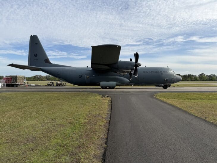 RAAF C-130J-30 Hercules A97-466 taxiing on a runway