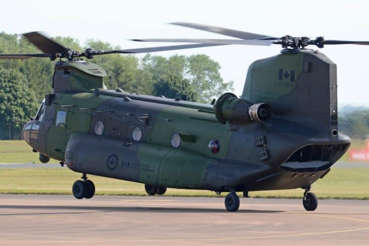RCAF CH-147F Chinook 147304 in camouflage on the ramp
