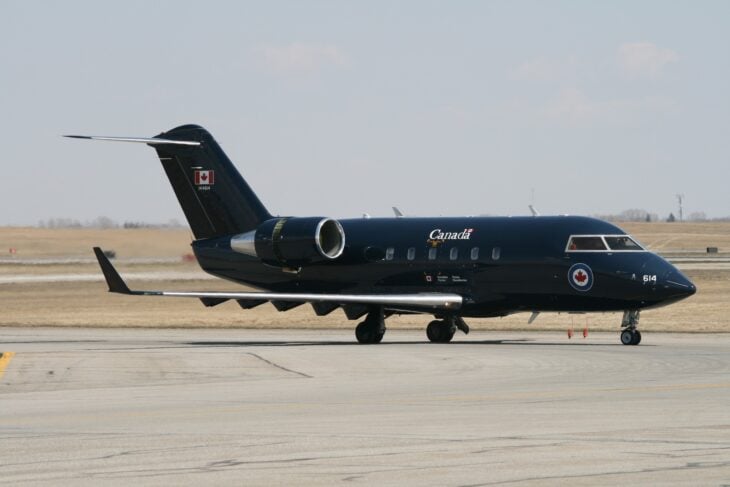 RCAF CC-144 Challenger in dark VIP livery taxiing