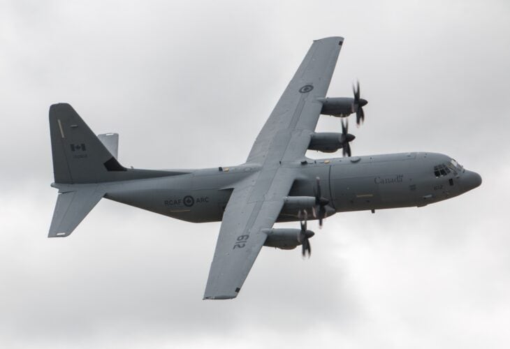 RCAF CC-130J Super Hercules banking in flight