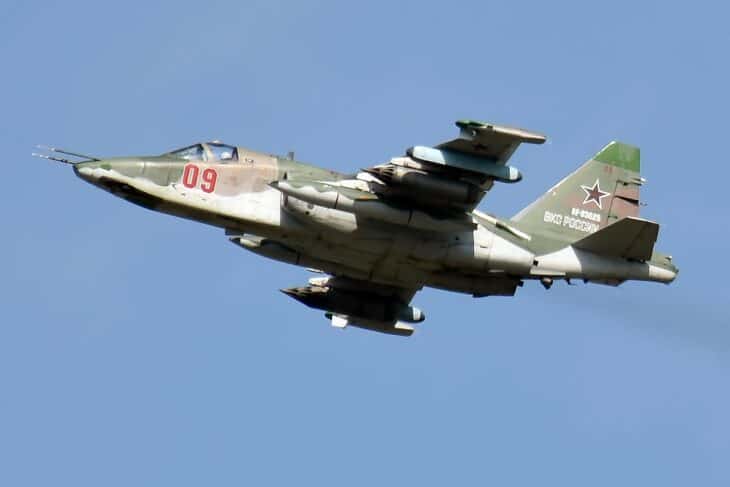 Su-25SM3 Frogfoot climbing away at low level