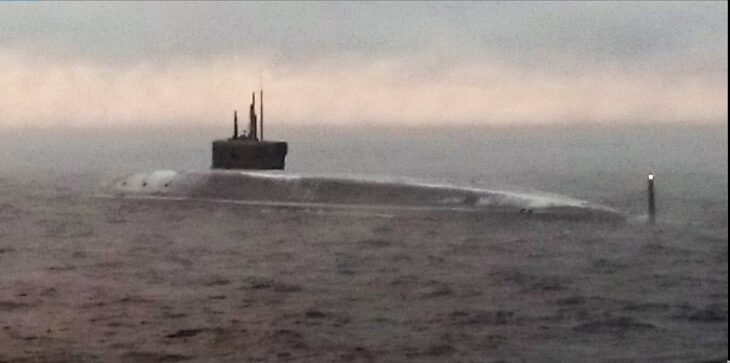 Borei-class submarine Knyaz Vladimir on sea trials
