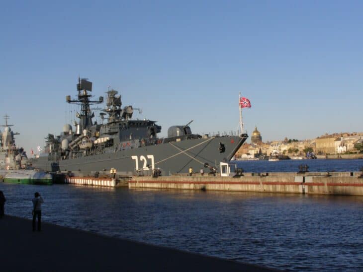 Frigate Yaroslav Mudry, hull 727, moored in St Petersburg