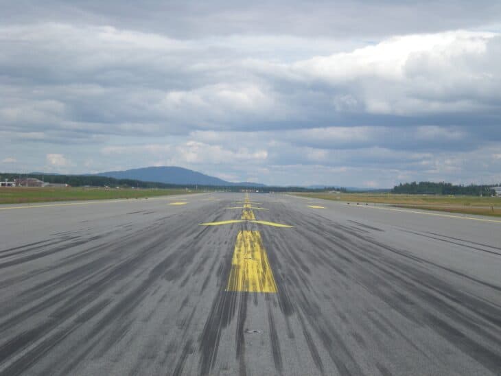 Runway at Oslo Airport Gardermoen with centreline markings