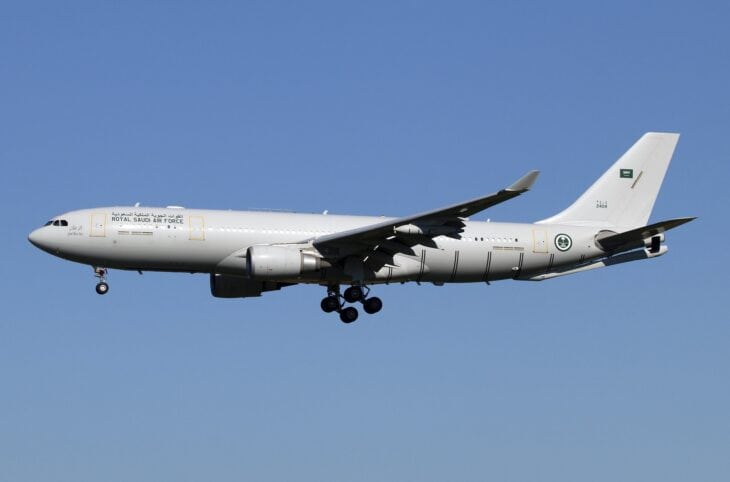 Royal Saudi Air Force Airbus A330 MRTT 2404 on approach with its landing gear down