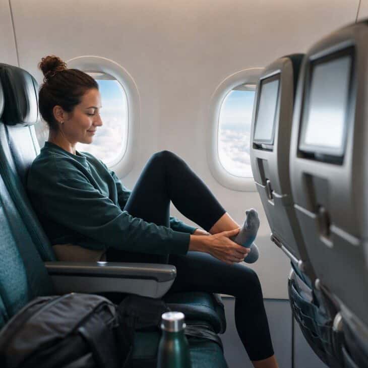 A minute of movement an hour makes a long flight easier.