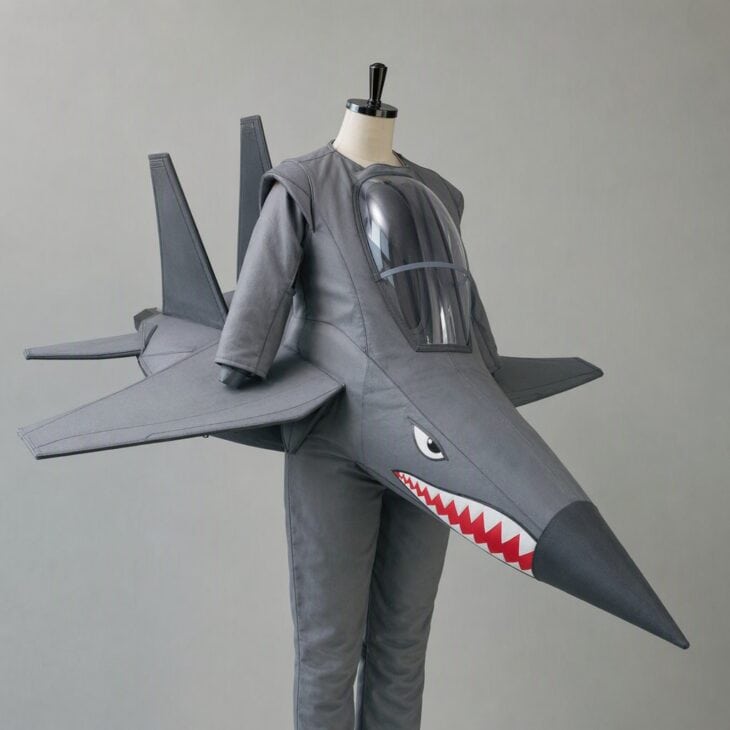 A painted shark mouth on the nose is the quickest way to make a gray jet look fast.