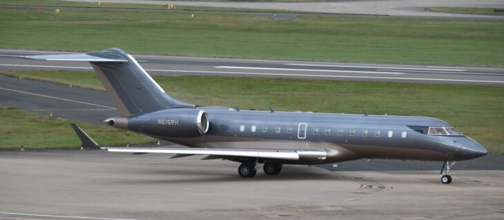 Bombardier Global 5000 N616RH parked on a taxiway