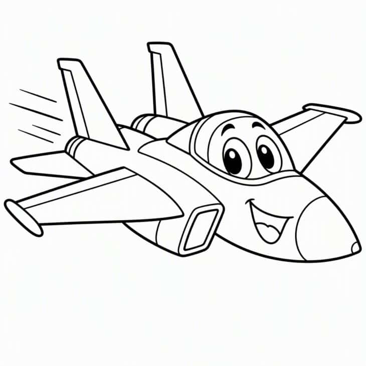 A face on the nose turns the jet into a character.