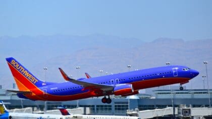 Southwest Airlines Boeing 737-800 N8310C lifting off the runway with gear retracting