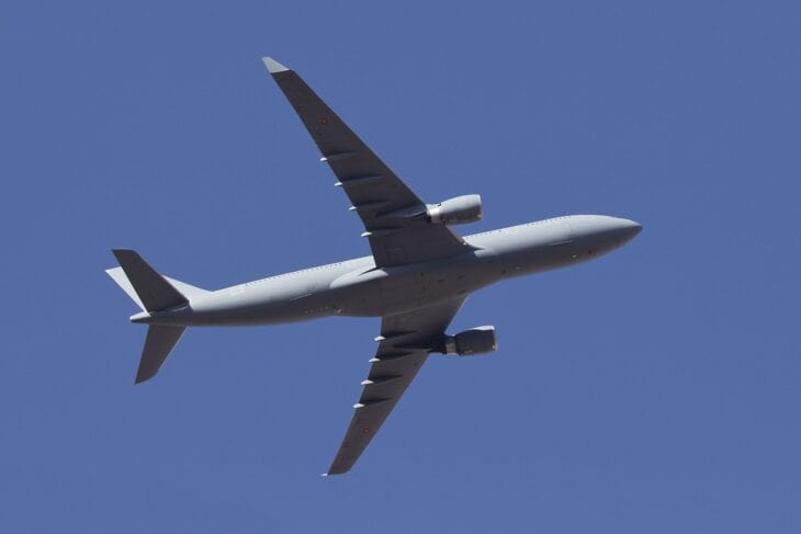 Spanish Air Force Airbus A330 MRTT tanker-transport in flight seen from below