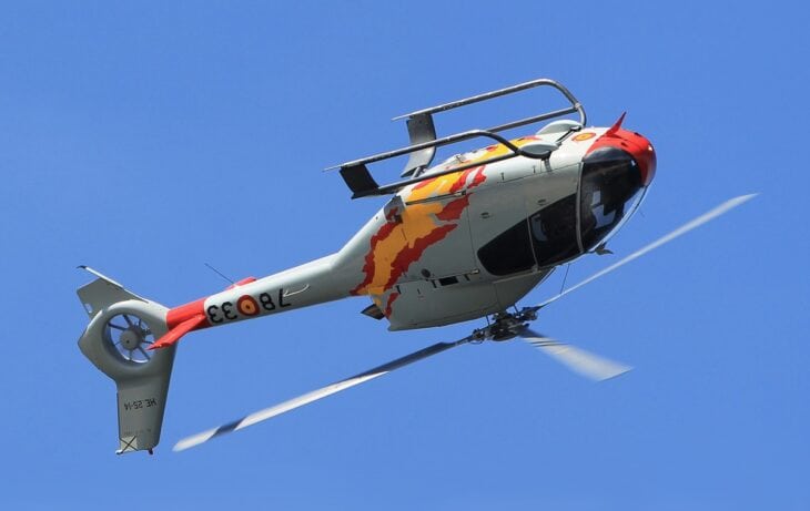 Spanish Air Force EC-120B Colibri helicopter in the Patrulla Aspa livery