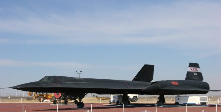NASA 844 SR-71A parked on static display at Edwards, California