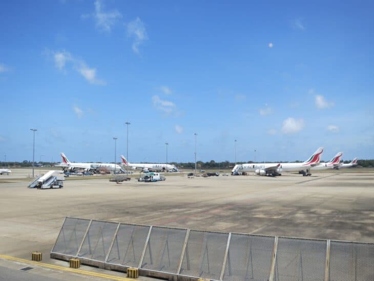 SriLankan Airlines aircraft parked on the apron at Colombo Bandaranaike International Airport