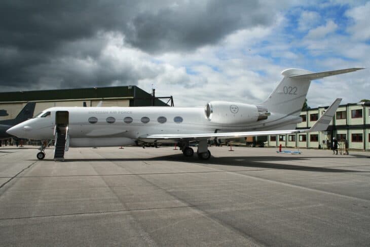 Swedish Air Force Gulfstream IVSP S 102B Korpen, 102002, parked with its airstair down